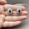 Arete Dormilona 02.452.0040 Rodio Laminado, Diseño de Gota y Cluster, con Zirconia Cubica Zafiro Azul y Blanca, Pulido, Rodinado