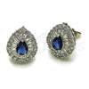 Arete Dormilona 02.452.0040 Rodio Laminado, Diseño de Gota y Cluster, con Zirconia Cubica Zafiro Azul y Blanca, Pulido, Rodinado