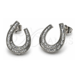 Arete Dormilona 02.452.0042 Oro Laminado Blanco, con Zirconia Cubica Blanca, Pulido, Rodinado