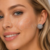 Arete Dormilona 02.452.0043 Rodio Laminado, Diseño de Baguette y Cluster, con Zirconia Cubica Blanca, Pulido, Rodinado
