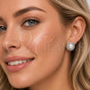 Arete Dormilona 02.452.0045 Rodio Laminado, Diseño de Cluster, con Perla Marfil y Zirconia Cubica Blanca, Pulido, Rodinado