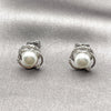 Arete Dormilona 02.452.0046 Rodio Laminado, Diseño de Nudo, con Perla Marfil y Zirconia Cubica Blanca, Pulido, Rodinado