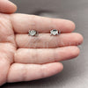 Arete Dormilona 02.344.0190 Rodio Laminado, Diseño de Amor y Corazón, con Micro Pave Blanca, Pulido, Rodinado