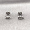 Arete Dormilona 02.344.0190 Rodio Laminado, Diseño de Amor y Corazón, con Micro Pave Blanca, Pulido, Rodinado