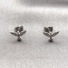 Arete Dormilona 02.344.0191 Rodio Laminado, Diseño de Pajaro, con Micro Pave Blanca, Pulido, Rodinado