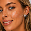 Arete Dormilona 02.344.0193 Rodio Laminado, Diseño de Trébol de Cuatro Hojas, con Perla Marfil y Zirconia Cubica Blanca, Pulido, Rodinado