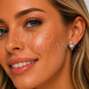 Arete Dormilona 02.344.0150.1 Rodio Laminado, Diseño de Ojo Griego, con Perla Marfil y Zirconia Cubica Blanca, Pulido, Rodinado