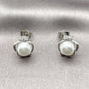Arete Dormilona 02.344.0140.1 Rodio Laminado, Diseño de Flor y Corona, con Zirconia Cubica Blanca y Perla Marfil, Pulido, Rodinado