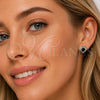 Arete Dormilona 02.344.0196.1 Rodio Laminado, Diseño de Corazón, con Zirconia Cubica Negro y Micro Pave Blanca, Pulido, Rodinado