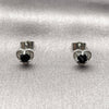 Arete Dormilona 02.344.0196.1 Rodio Laminado, Diseño de Corazón, con Zirconia Cubica Negro y Micro Pave Blanca, Pulido, Rodinado