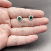 Arete Dormilona 02.344.0196.2 Rodio Laminado, Diseño de Corazón, con Zirconia Cubica Verde y Micro Pave Blanca, Pulido, Rodinado