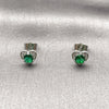 Arete Dormilona 02.344.0196.2 Rodio Laminado, Diseño de Corazón, con Zirconia Cubica Verde y Micro Pave Blanca, Pulido, Rodinado