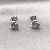 Arete Dormilona 02.342.0071.1 Rodio Laminado, Diseño de Nudo, con Zirconia Cubica Blanca, Pulido, Rodinado