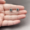 Arete Dormilona 02.344.0015.2 Rodio Laminado, con Zirconia Cubica Negro, Pulido, Rodinado