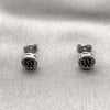 Arete Dormilona 02.344.0015.2 Rodio Laminado, con Zirconia Cubica Negro, Pulido, Rodinado