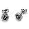 Arete Dormilona 02.344.0015.2 Rodio Laminado, con Zirconia Cubica Negro, Pulido, Rodinado