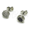Arete Dormilona 02.344.0015.2 Rodio Laminado, con Zirconia Cubica Negro, Pulido, Rodinado
