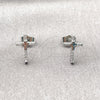 Arete Dormilona 02.342.0119.1 Rodio Laminado, Diseño de Cruz, con Micro Pave Blanca, Pulido, Rodinado