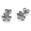 Arete Dormilona 02.344.0202 Rodio Laminado, Diseño de Corazón, con Micro Pave Blanca, Pulido, Rodinado