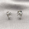 Arete Dormilona 02.344.0203 Rodio Laminado, Diseño de Delfín, con Micro Pave Blanca y Negro, Pulido, Rodinado