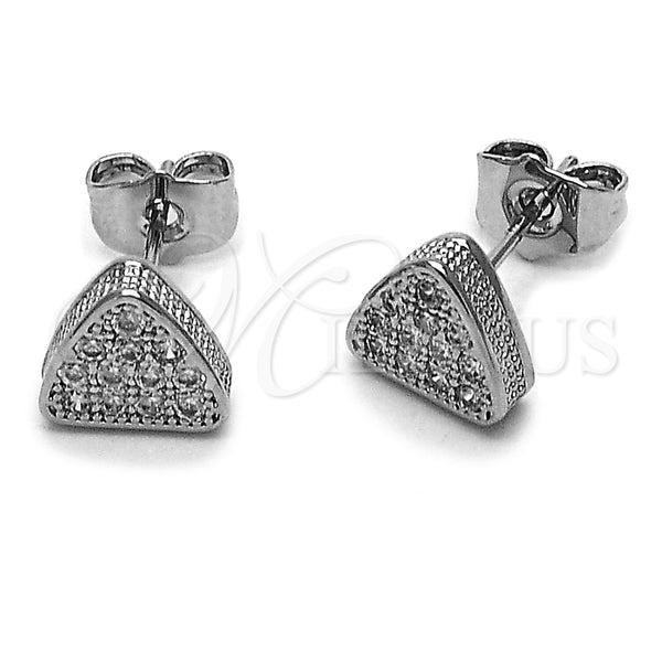 Arete Dormilona 02.344.0206 Rodio Laminado, con Zirconia Cubica Blanca, Pulido, Rodinado