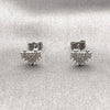 Arete Dormilona 02.344.0207 Rodio Laminado, Diseño de Corazón, con Zirconia Cubica Blanca, Pulido, Rodinado