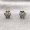 Arete Dormilona 02.344.0210 Rodio Laminado, Diseño de Mariposa, con Micro Pave Blanca, Pulido, Rodinado