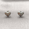 Arete Dormilona 02.344.0212 Rodio Laminado, Diseño de Corazón, con Micro Pave Blanca, Pulido, Rodinado