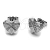 Arete Dormilona 02.344.0212 Rodio Laminado, Diseño de Corazón, con Micro Pave Blanca, Pulido, Rodinado