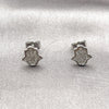 Arete Dormilona 02.344.0213 Rodio Laminado, Diseño de Judaica y Mano de Dios, con Micro Pave Blanca, Pulido, Rodinado