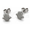 Arete Dormilona 02.344.0213 Oro Laminado Blanco, Diseño de Judaica y Mano de Dios, con Micro Pave Blanca, Pulido, Rodinado