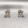 Arete Dormilona 02.344.0215 Rodio Laminado, Diseño de Amor y Niñita Pequeña, con Micro Pave Blanca, Pulido, Rodinado