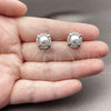 Arete Dormilona 02.344.0218 Rodio Laminado, Diseño de Cluster, con Perla Marfil y Zirconia Cubica Blanca, Pulido, Rodinado