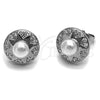 Arete Dormilona 02.344.0219 Rodio Laminado, Diseño de Estrella, con Perla Marfil y Micro Pave Blanca, Pulido, Rodinado