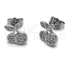 Arete Dormilona 02.344.0165.1 Rodio Laminado, Diseño de Cereza, con Micro Pave Blanca, Pulido, Rodinado