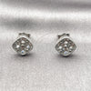 Arete Dormilona 02.344.0223 Rodio Laminado, Diseño de Trébol de Cuatro Hojas, con Zirconia Cubica Blanca, Pulido, Rodinado