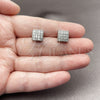 Arete Dormilona 02.344.0225 Rodio Laminado, con Zirconia Cubica Blanca, Pulido, Rodinado