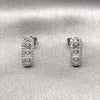 Arete Dormilona 02.344.0226 Rodio Laminado, Diseño de Paperclip, con Zirconia Cubica Blanca y Micro Pave Blanca, Pulido, Rodinado