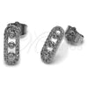Arete Dormilona 02.344.0226 Rodio Laminado, Diseño de Paperclip, con Zirconia Cubica Blanca y Micro Pave Blanca, Pulido, Rodinado
