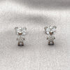 Arete Dormilona 02.344.0227 Rodio Laminado, Diseño de Osito, con Zirconia Cubica Blanca y Micro Pave Blanca, Pulido, Rodinado