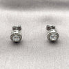 Arete Dormilona 02.344.0230 Rodio Laminado, Diseño de Cluster, con Zirconia Cubica Blanca y Micro Pave Blanca, Pulido, Rodinado