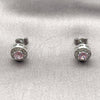 Arete Dormilona 02.344.0230.1 Rodio Laminado, Diseño de Cluster, con Zirconia Cubica Rosado y Micro Pave Blanca, Pulido, Rodinado