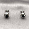 Arete Dormilona 02.344.0230.2 Rodio Laminado, Diseño de Cluster, con Zirconia Cubica Negro y Micro Pave Blanca, Pulido, Rodinado