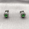 Arete Dormilona 02.344.0230.4 Rodio Laminado, Diseño de Cluster, con Zirconia Cubica Verde y Micro Pave Blanca, Pulido, Rodinado
