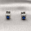 Arete Dormilona 02.344.0101.6 Rodio Laminado, Diseño de Cluster, con Zirconia Cubica Zafiro Azul y Micro Pave Blanca, Pulido, Rodinado