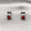 Arete Dormilona 02.344.0101.7 Rodio Laminado, Diseño de Cluster, con Zirconia Cubica Granate y Micro Pave Blanca, Pulido, Rodinado