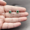Arete Dormilona 02.344.0101.8 Rodio Laminado, Diseño de Cluster, con Zirconia Cubica Verde y Micro Pave Blanca, Pulido, Rodinado