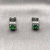 Arete Dormilona 02.344.0101.8 Rodio Laminado, Diseño de Cluster, con Zirconia Cubica Verde y Micro Pave Blanca, Pulido, Rodinado