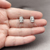 Arete Dormilona 02.344.0233 Rodio Laminado, Diseño de Baguette, con Zirconia Cubica Blanca, Pulido, Rodinado