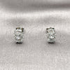 Arete Dormilona 02.344.0233 Rodio Laminado, Diseño de Baguette, con Zirconia Cubica Blanca, Pulido, Rodinado